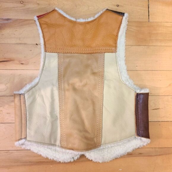 Toddler Patchwork Leather Sherpa Vest - Picture 6 of 6